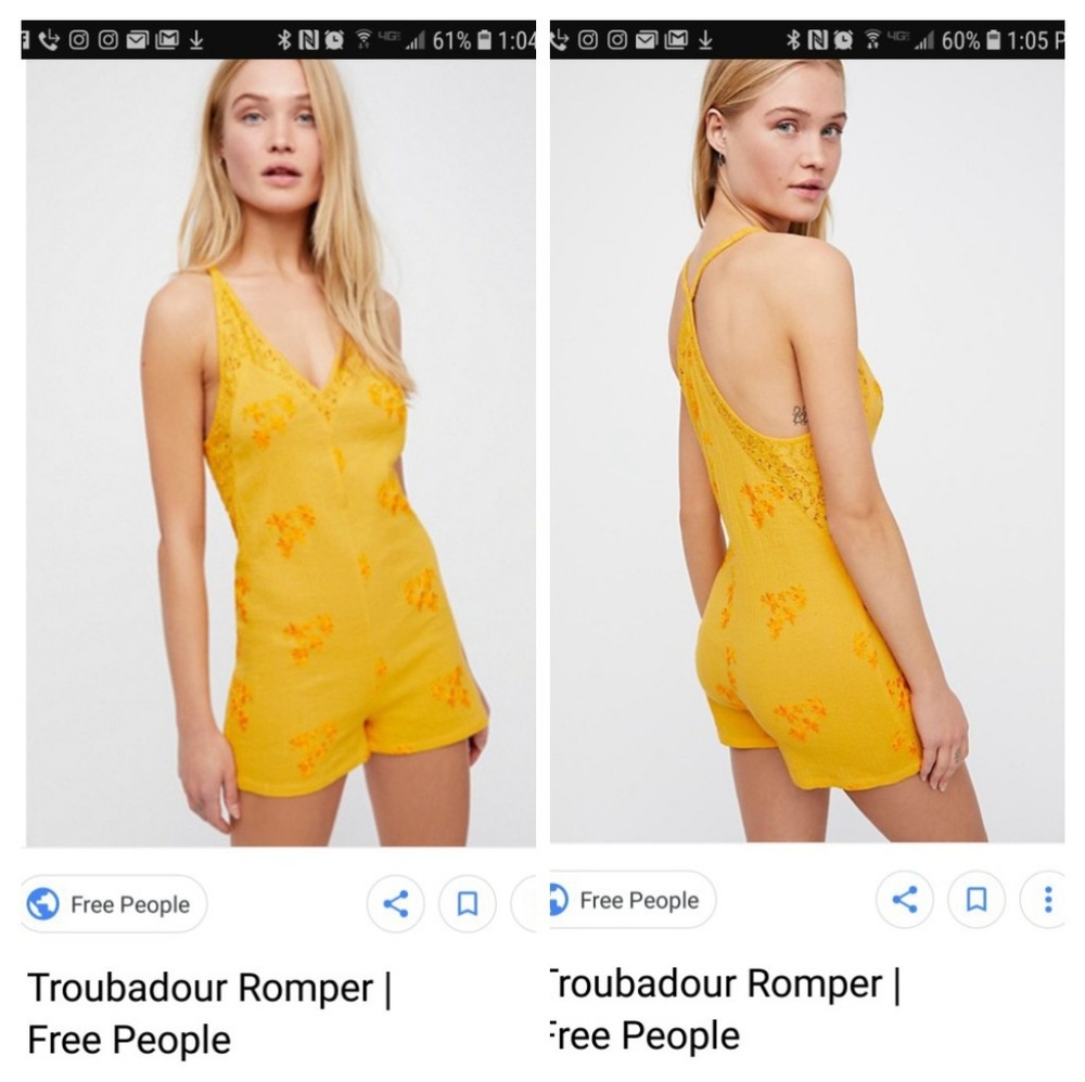 Free People Yellow Floral Troubadour Romper